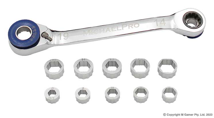 11-in-1 Ratchet Wrench with Interchangeable Gear Rings